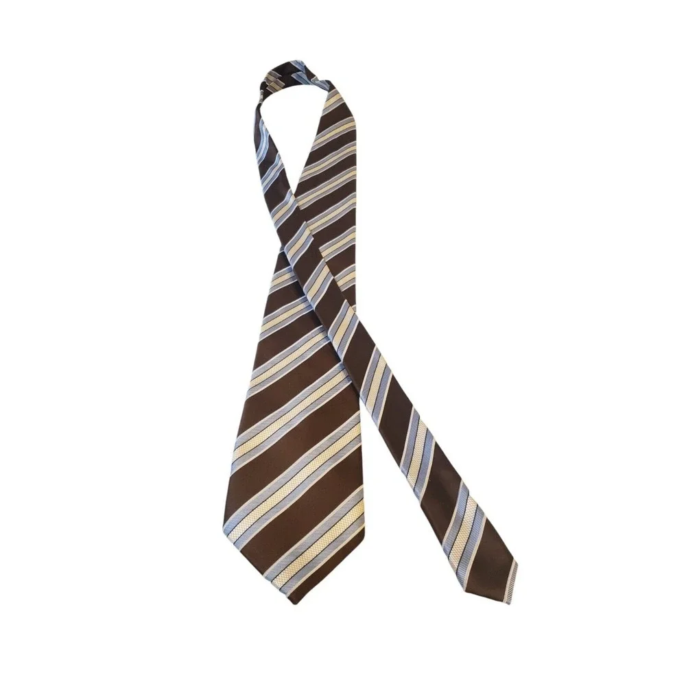 Donald J Trump Signature‎ Collection Brown Blue Diagonal Striped Silk Necktie
